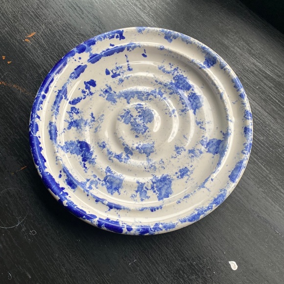 blue speckled art pottery plate - Picture 1 of 3